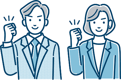 ガッツポーズの男女のイラスト